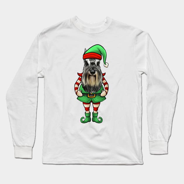 Miniature Schnauzer Christmas Elf Long Sleeve T-Shirt by whyitsme